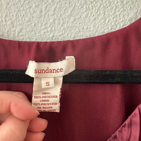 Sundance Ombre Pink V Neck Crinkle Pleated Satin Dress SMALL - Picture 6 of 6